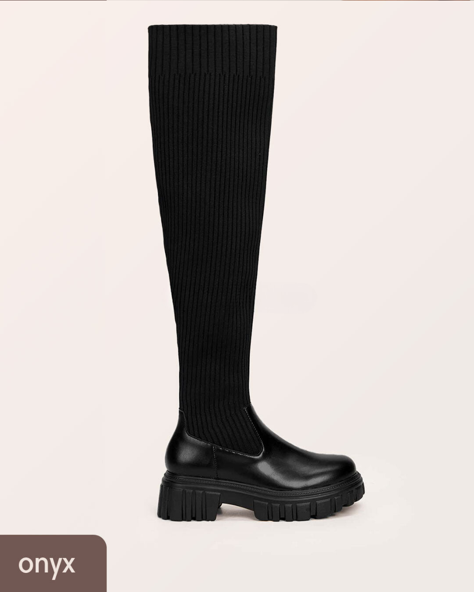 Olivia  Thigh High Stretch Knit Boots