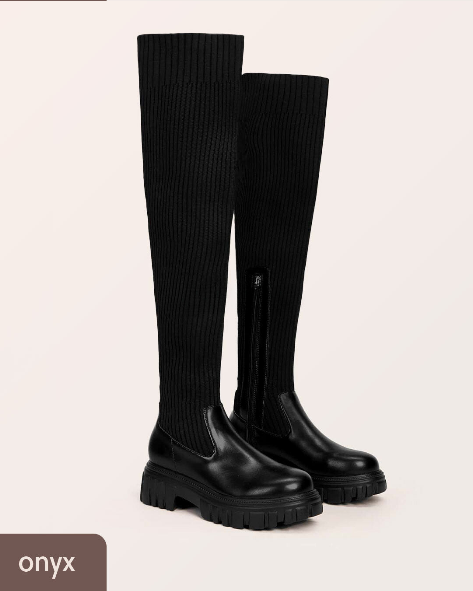 Olivia  Thigh High Stretch Knit Boots