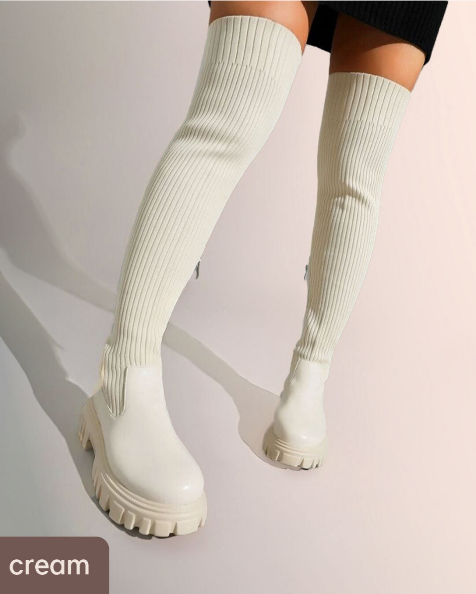 Olivia  Thigh High Stretch Knit Boots