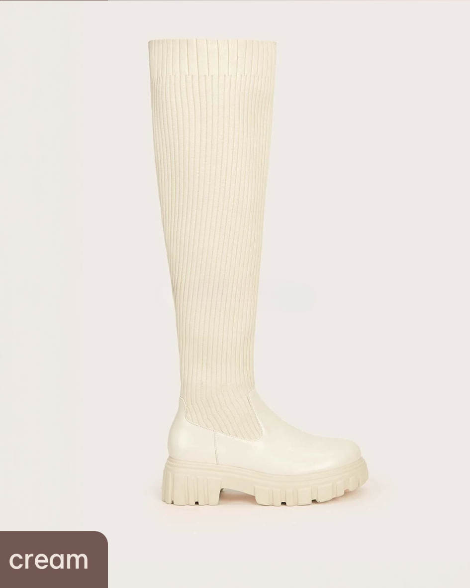 Olivia  Thigh High Stretch Knit Boots