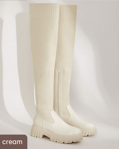 Olivia  Thigh High Stretch Knit Boots